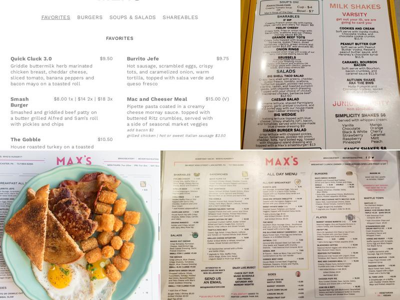 Max's Eatery Menu