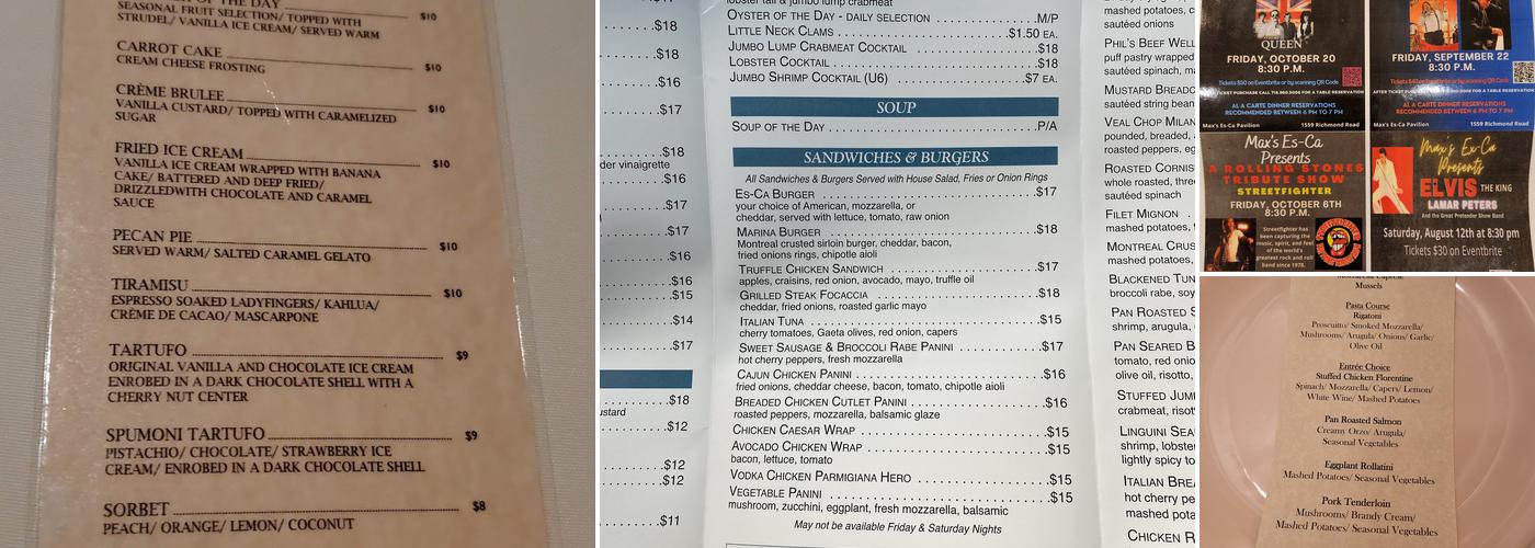 Max's Es-ca Menu