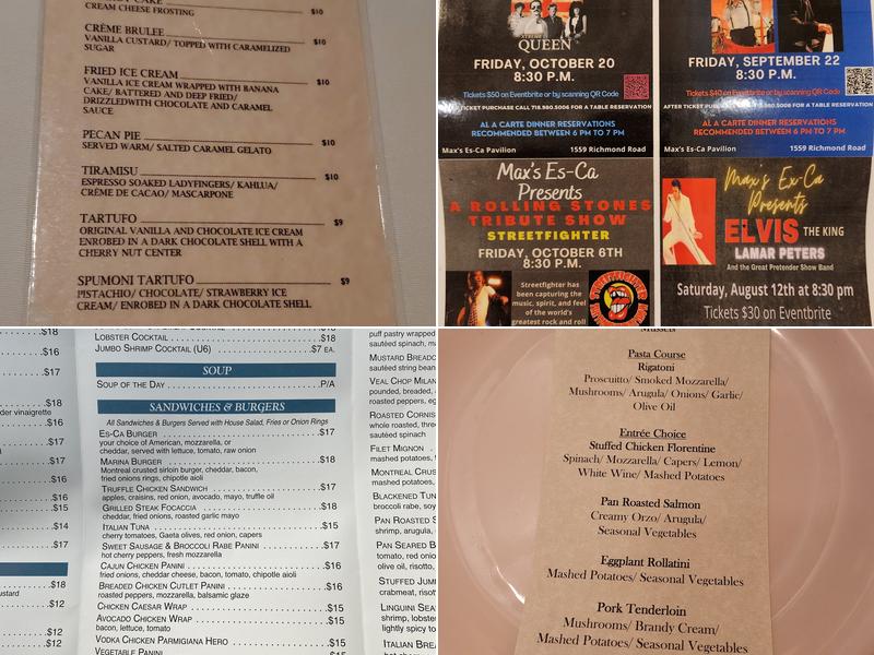 Max's Es-ca Menu