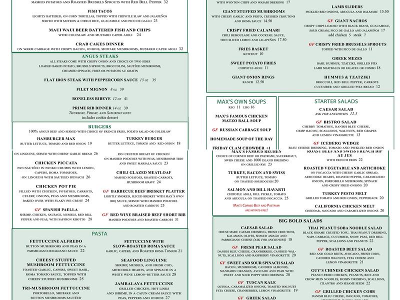 Max's Opera Cafe Menu
