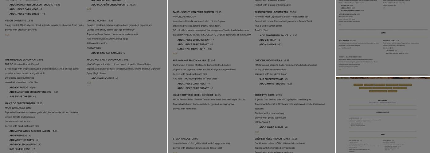 MAX's Wine Dive Menu