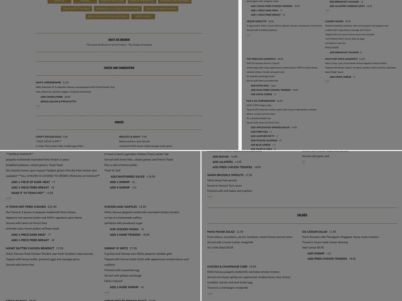 MAX's Wine Dive Menu
