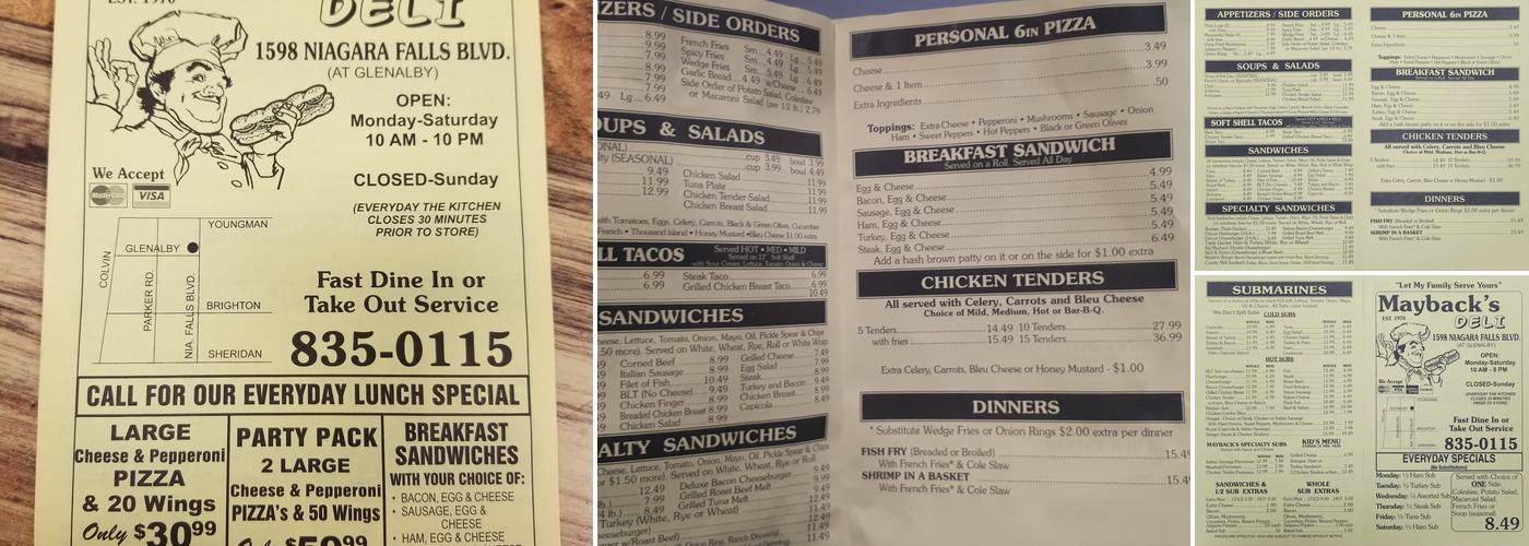 Maybacks Deli Menu