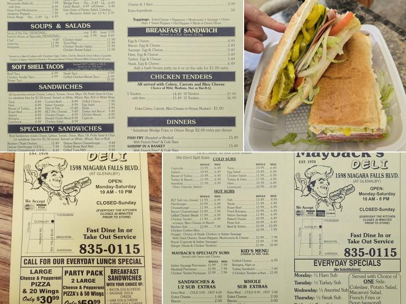 Maybacks Deli Menu