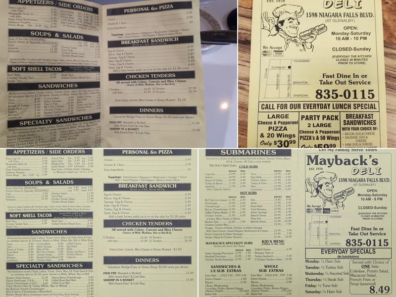 Maybacks Deli Menu