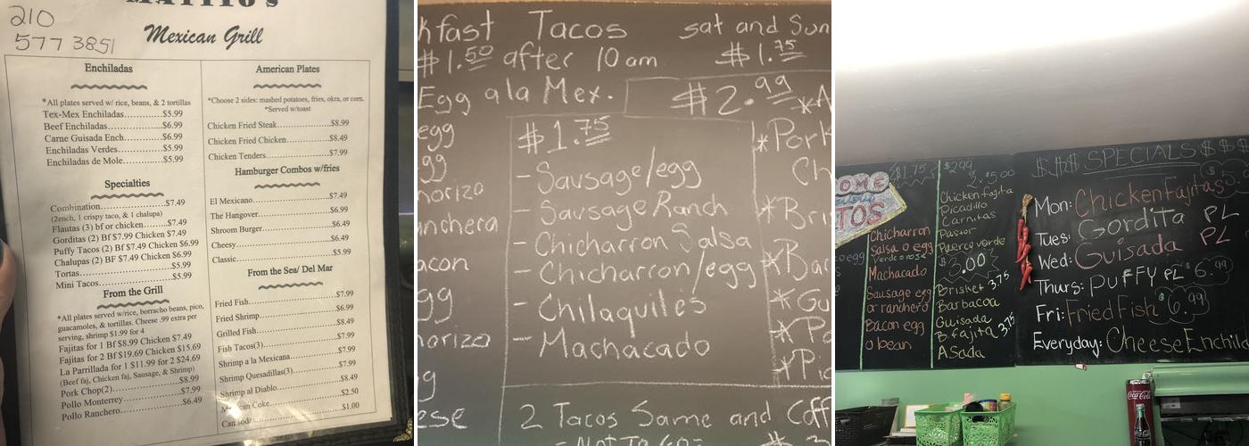 Mayitos Menu