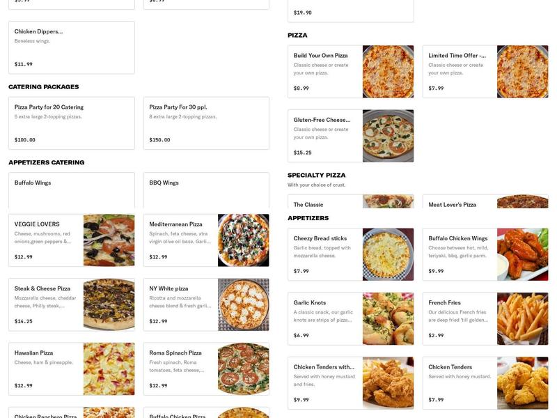 Mega Pizza Menu