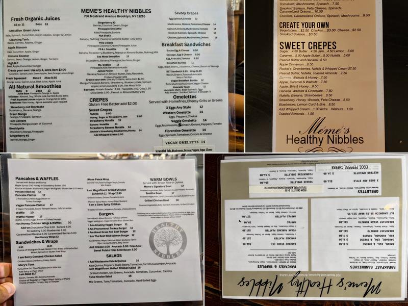 Meme's Healthy Nibbles Menu