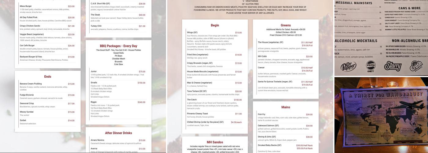 Messhall Kitchen Menu
