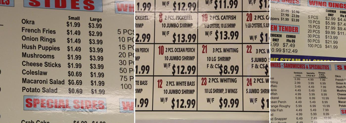 METRO FISH & SEAFOOD Menu