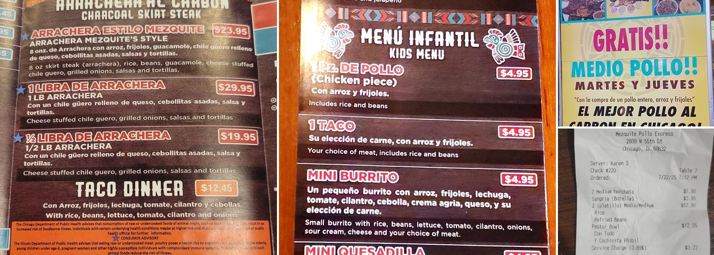 Mezquite Pollo Express Menu