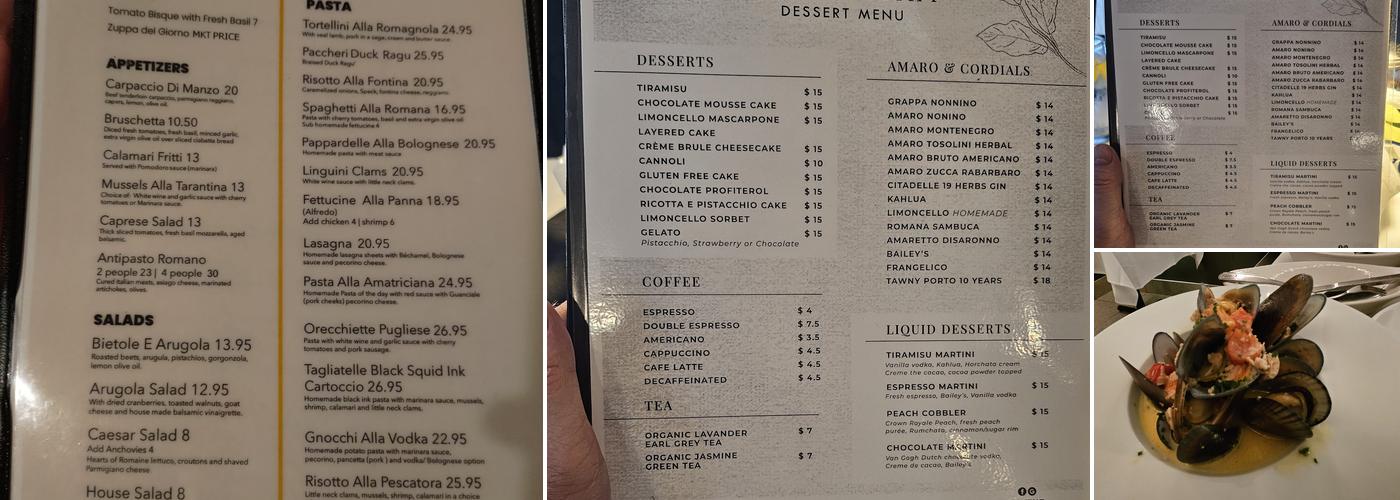 Mezza Luna Pasta & Seafood Menu