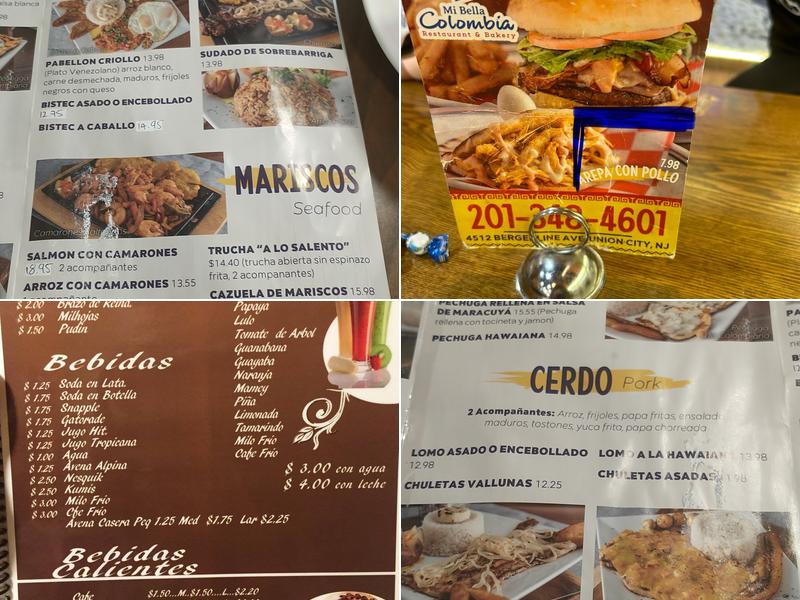 Mi Bella Colombia Menu