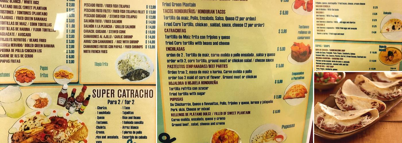 Mi Bella Honduras RESTAURANT. Menu