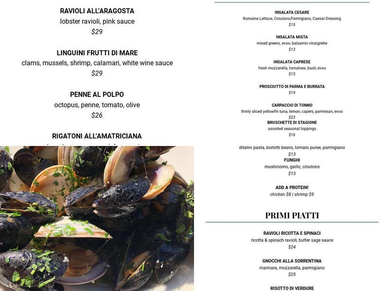 Mia Trattoria Menu