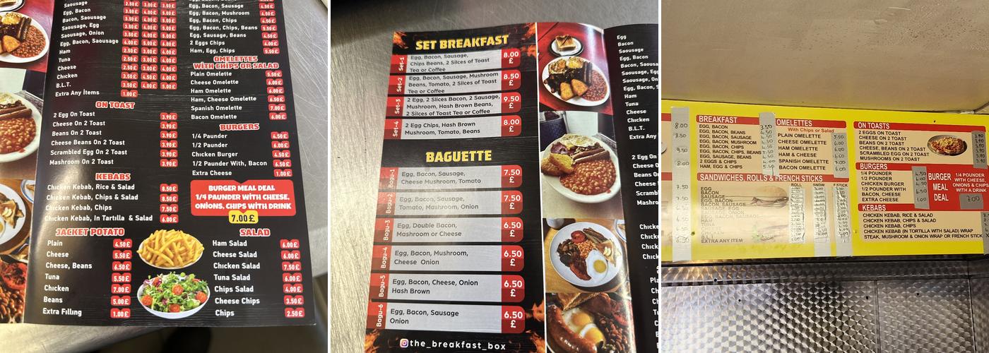 The breakfast box Menu