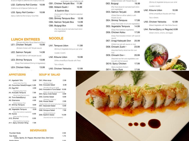 Midami Sushi Menu