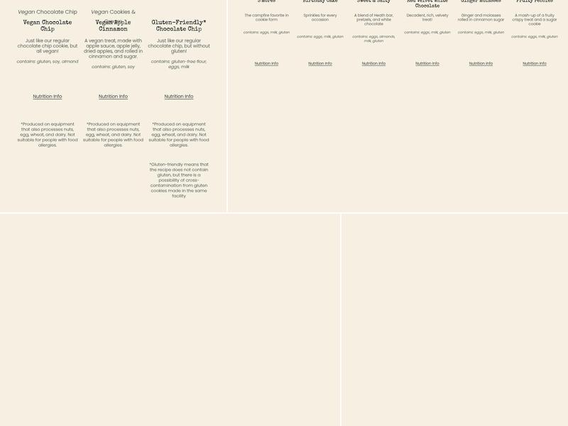 Midnight Cookie Co. Menu