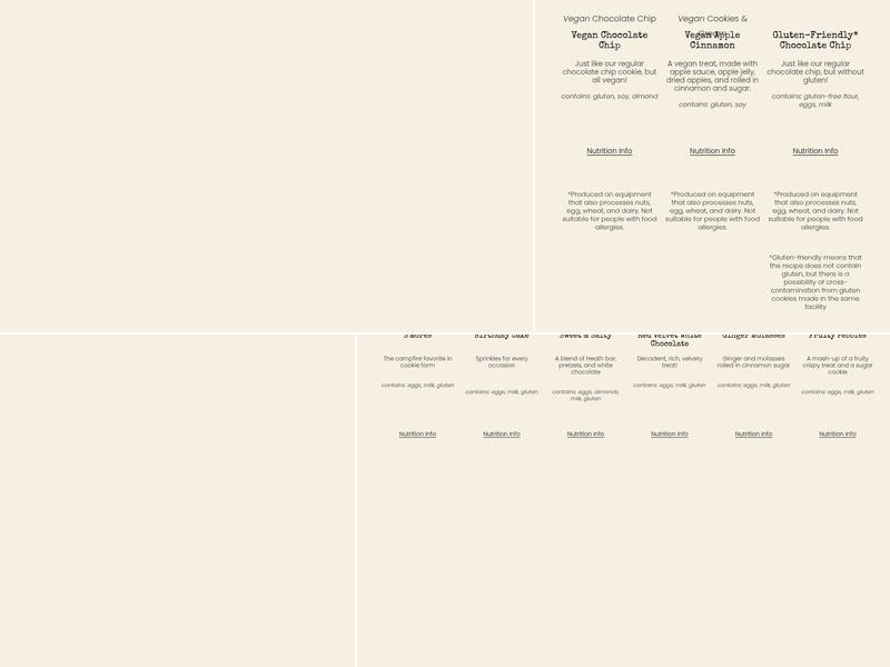 Midnight Cookie Co. Menu