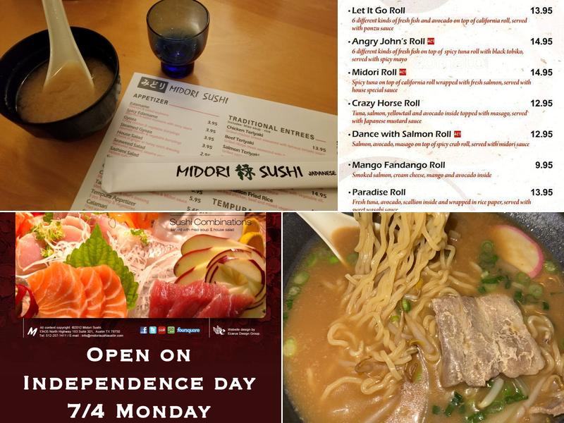 Midori Sushi Austin Menu