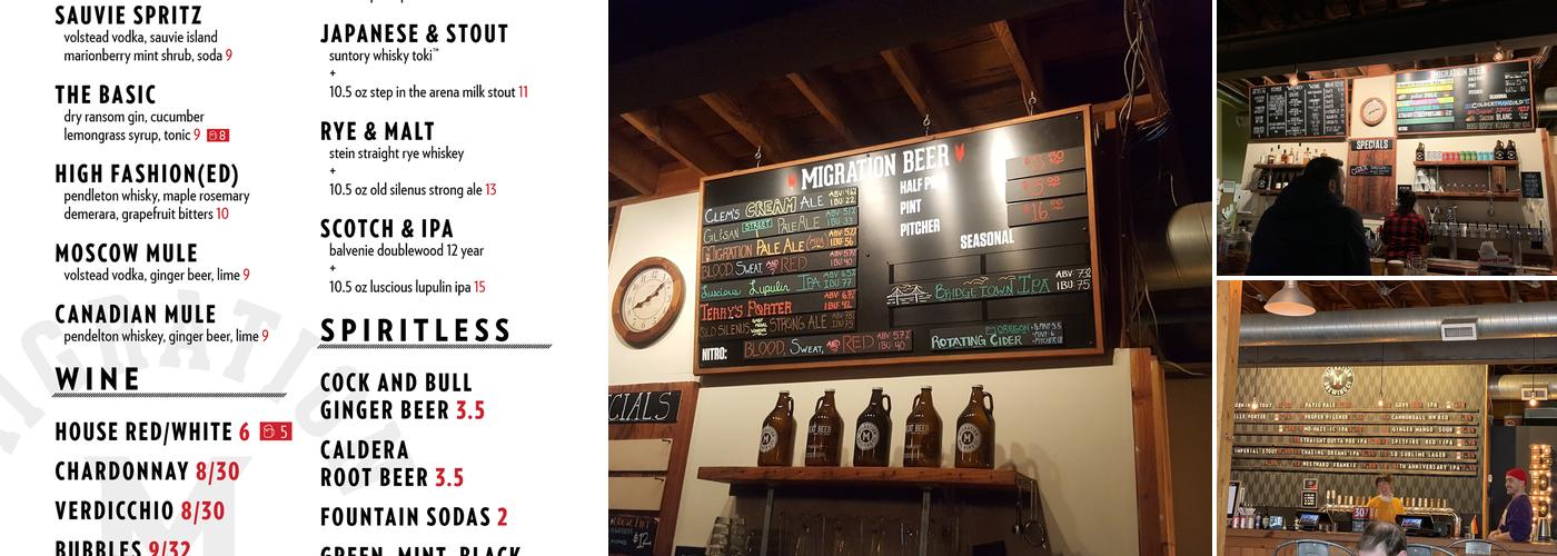 Migration Brewing - Glisan Menu