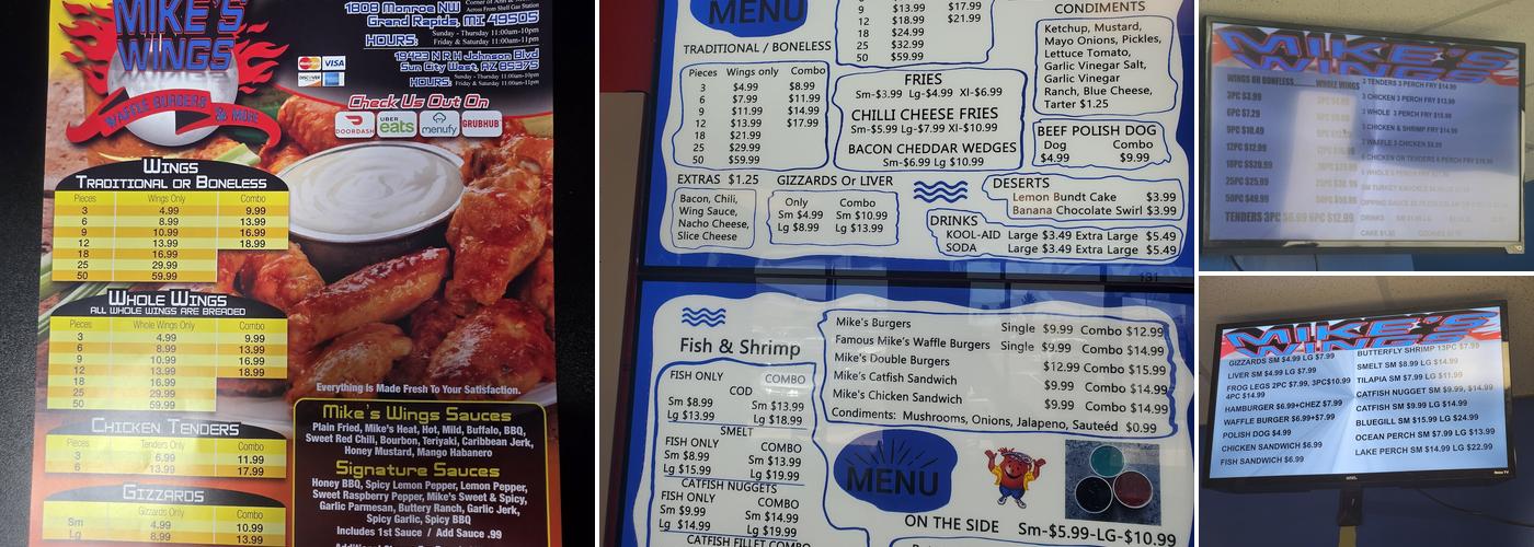 Mike's Wings Menu
