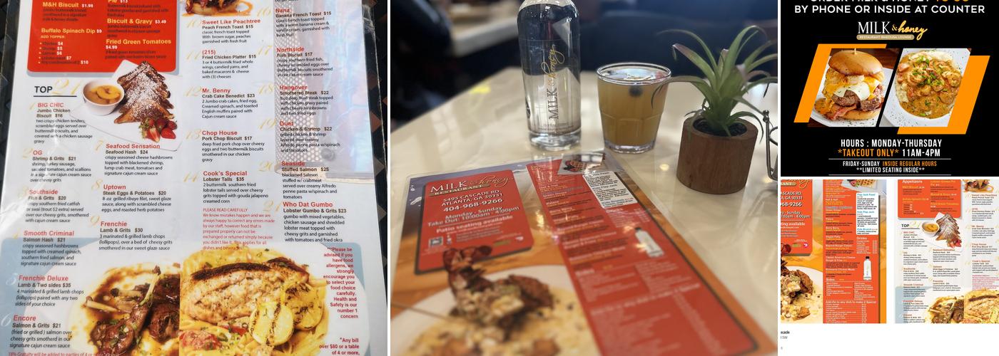 Milk and Honey Restaurant at Cascade Menu