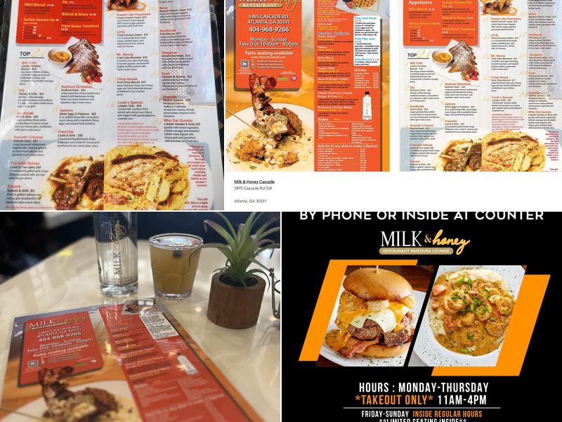 Milk and Honey Restaurant at Cascade Menu