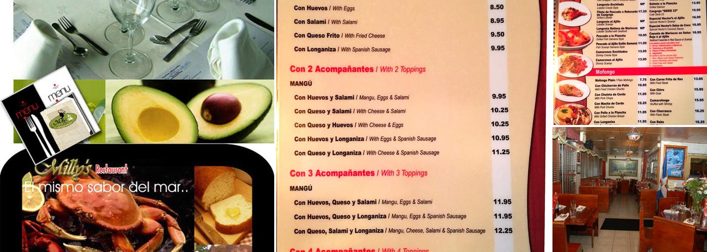 Milly's Restaurant Menu