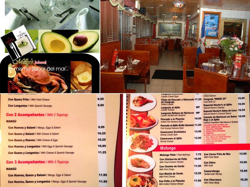 Milly's Restaurant Menu