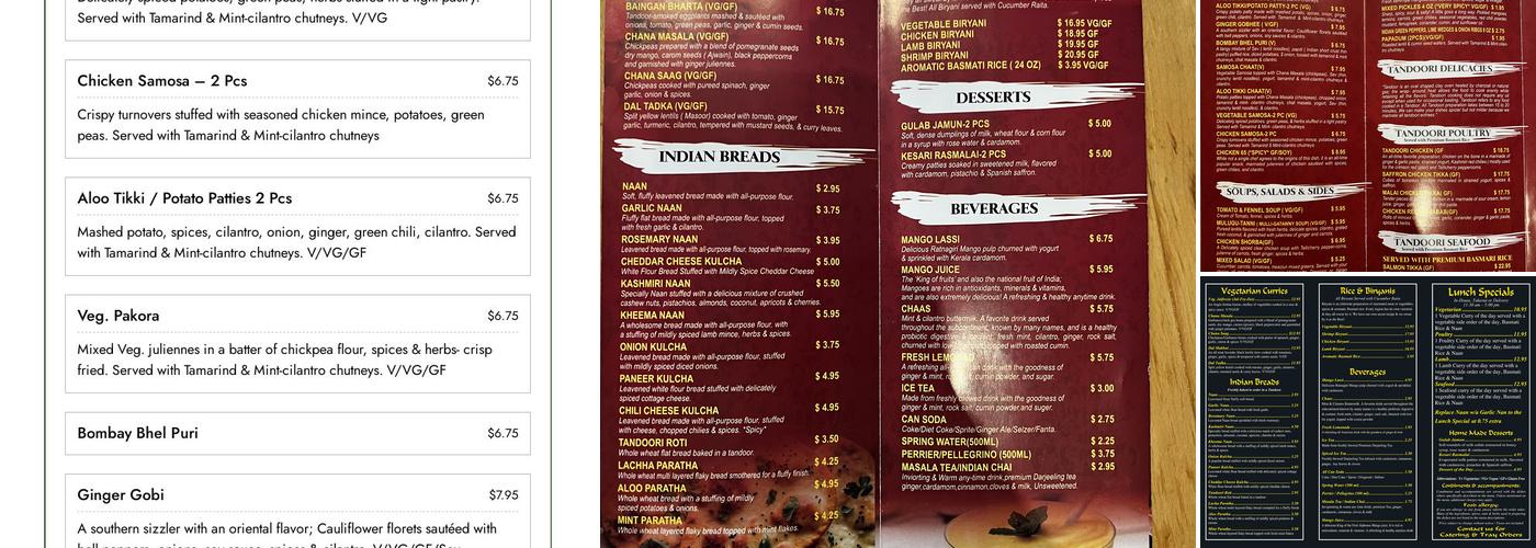 Mint Masala Menu
