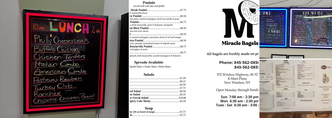Miracle Bagels Menu