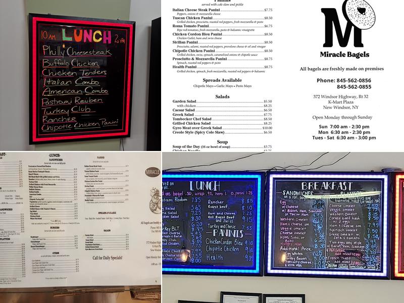 Miracle Bagels Menu