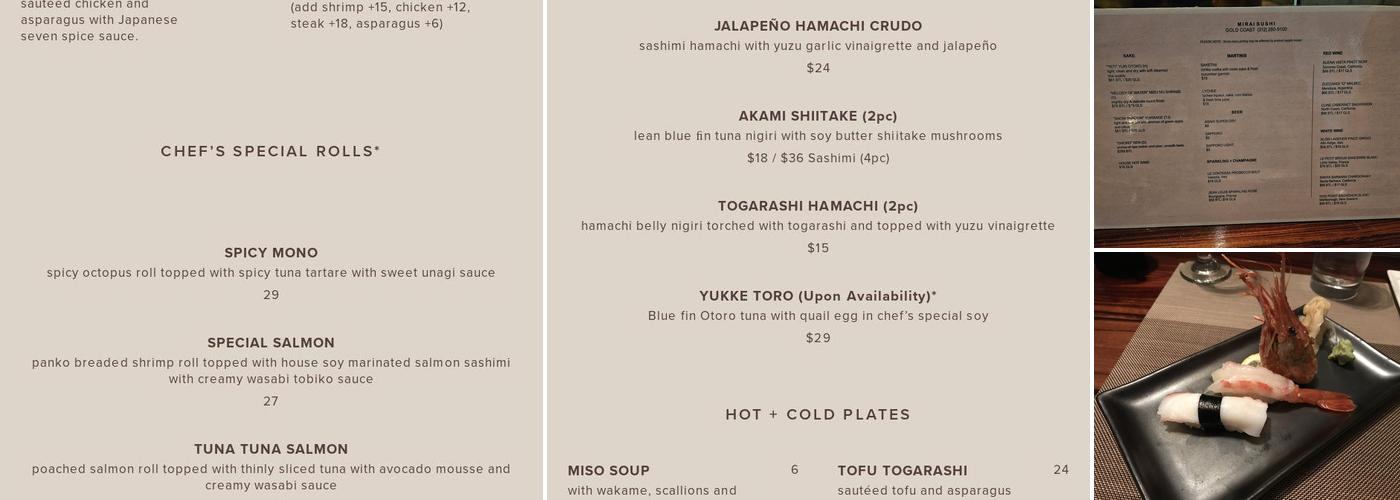 Mirai Sushi Menu