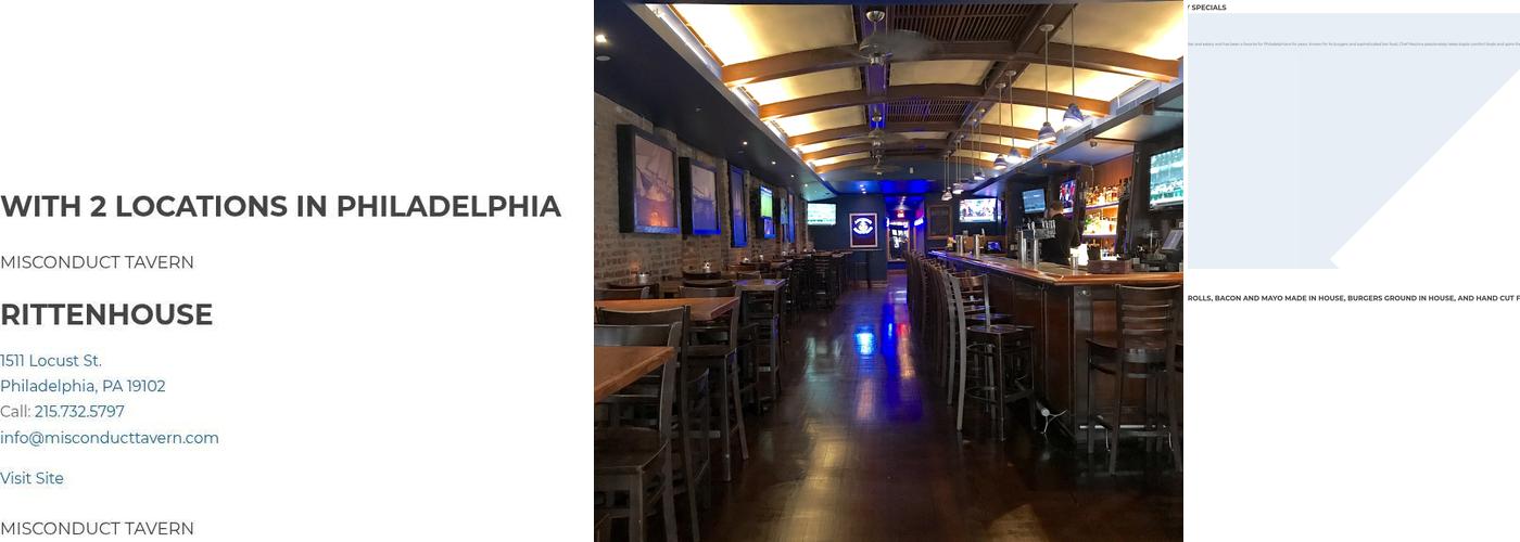 Misconduct Tavern Menu