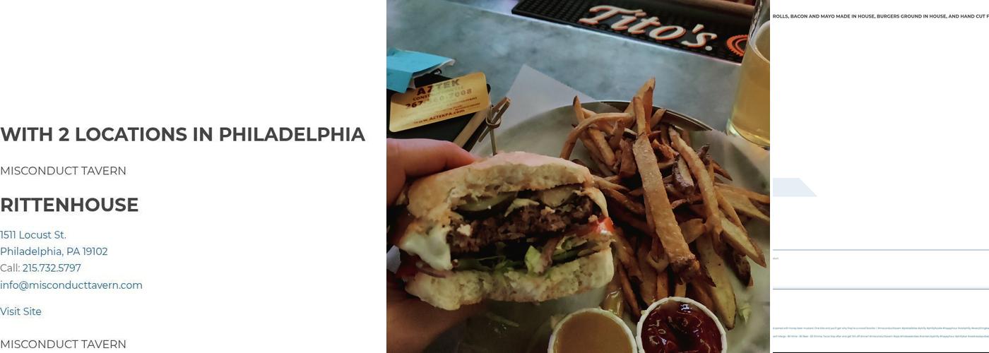 Misconduct Tavern Menu