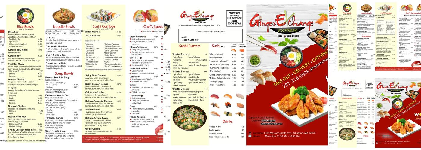 Ginger Exchange - Mission Hill Roxbury Menu