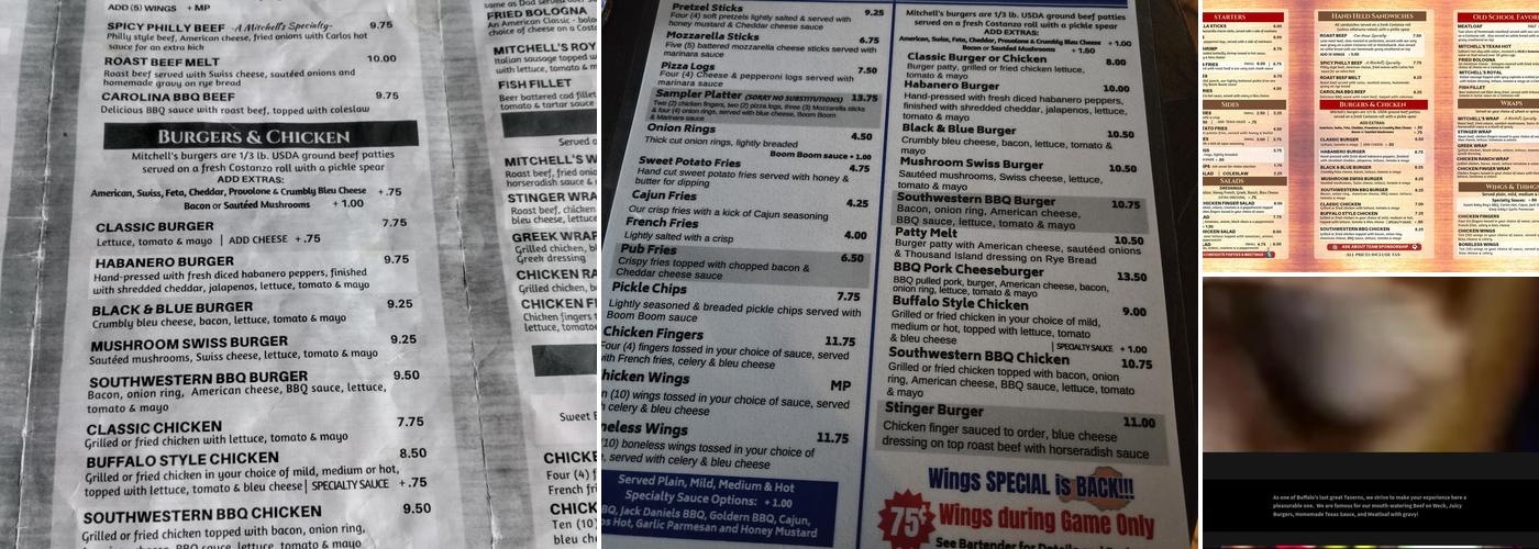 Mitchell's Tavern Menu