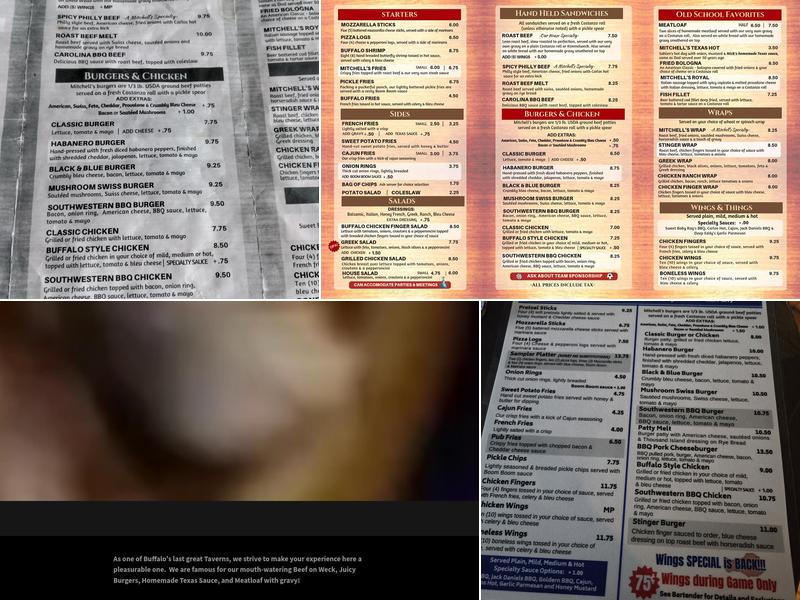 Mitchell's Tavern Menu