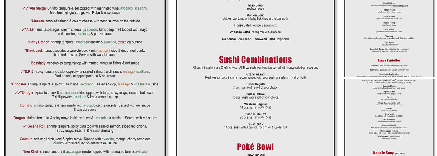 Mizu Sushi Steak Seafood Menu