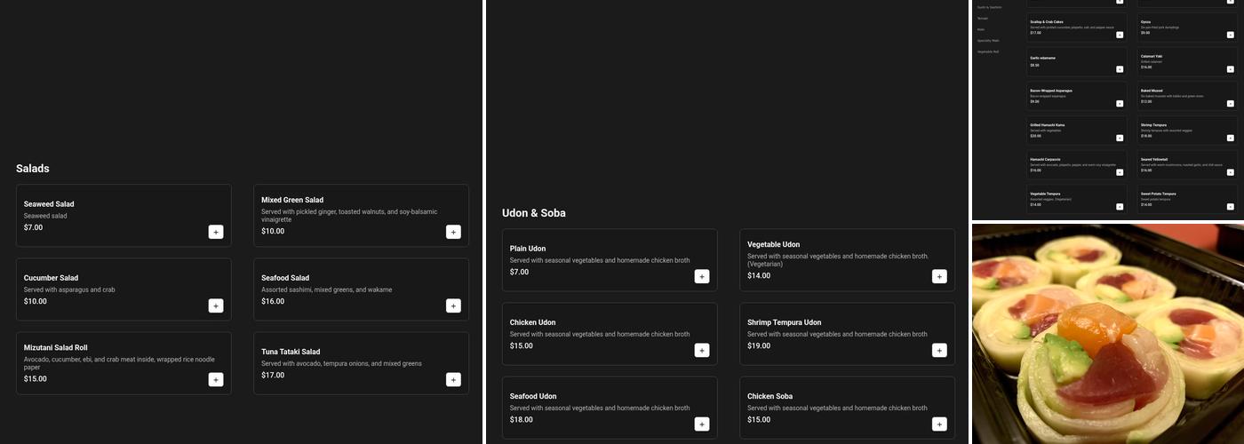 Mizutani sushi bar Menu