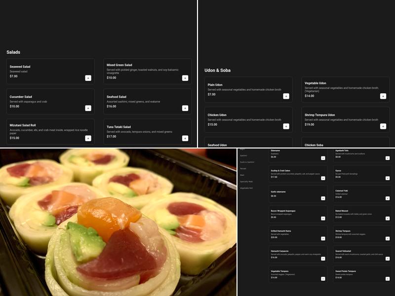 Mizutani sushi bar Menu