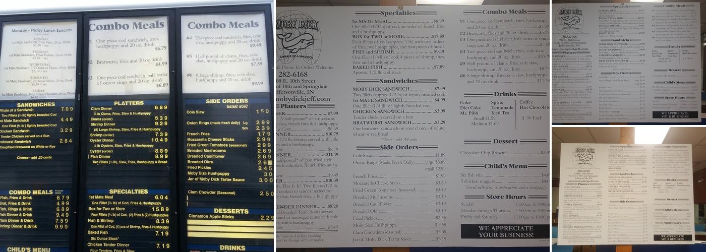 Moby Dick Restaurants Menu