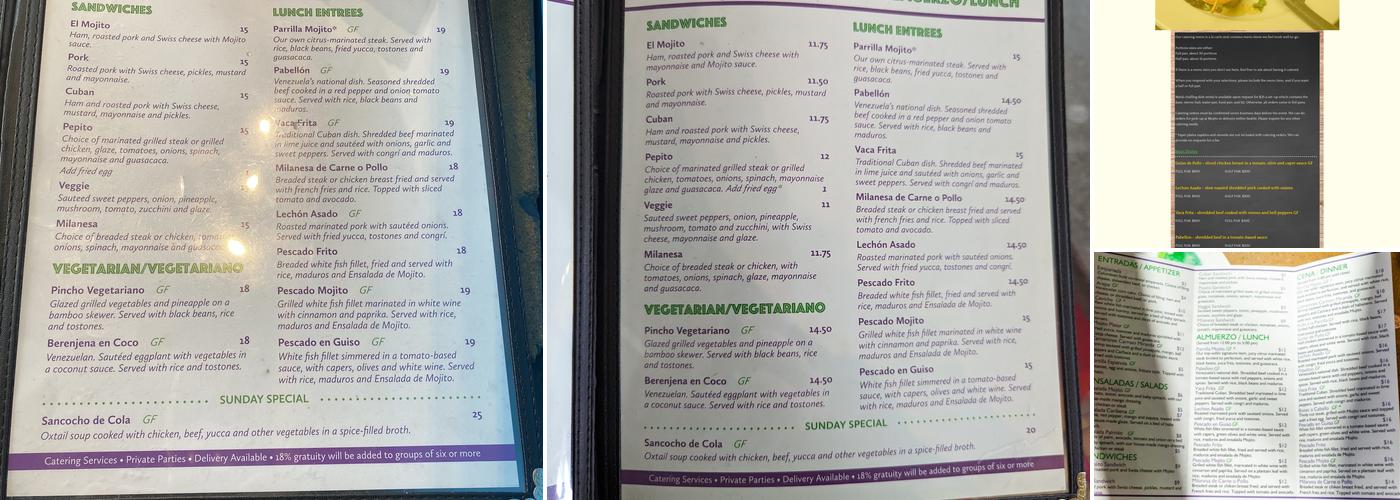 Mojito Menu