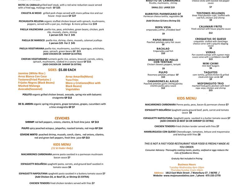 Mojo Restaurant Menu