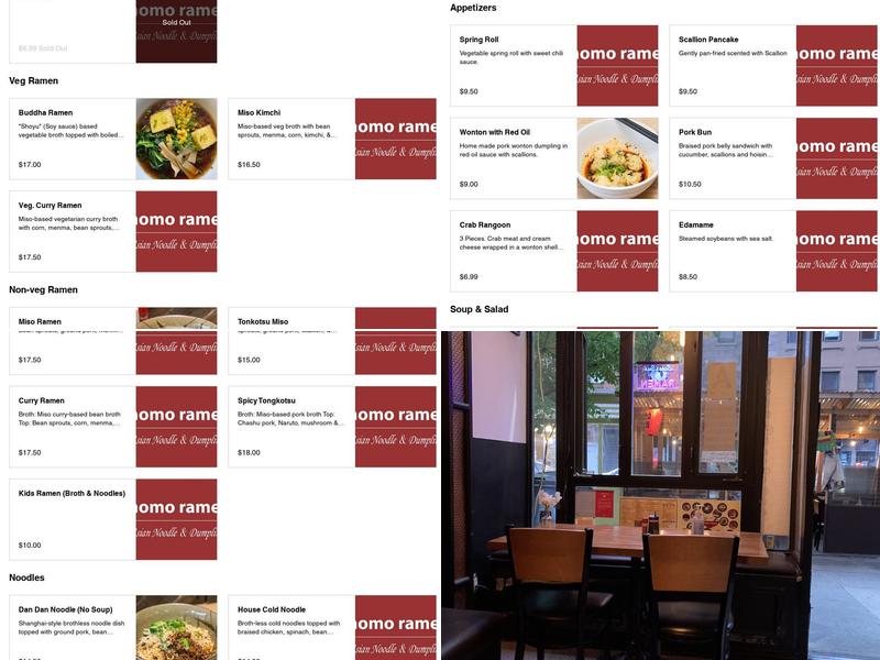 Momo Ramen Menu