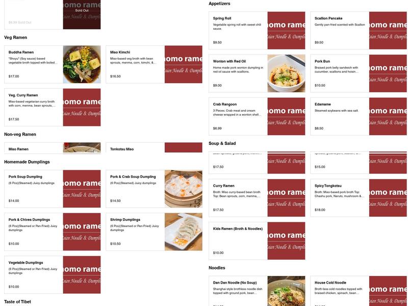 Momo Ramen Menu