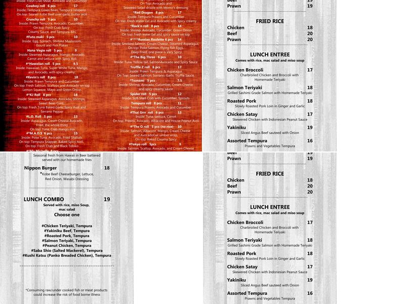 MOMO SUSHI & GRILL Menu