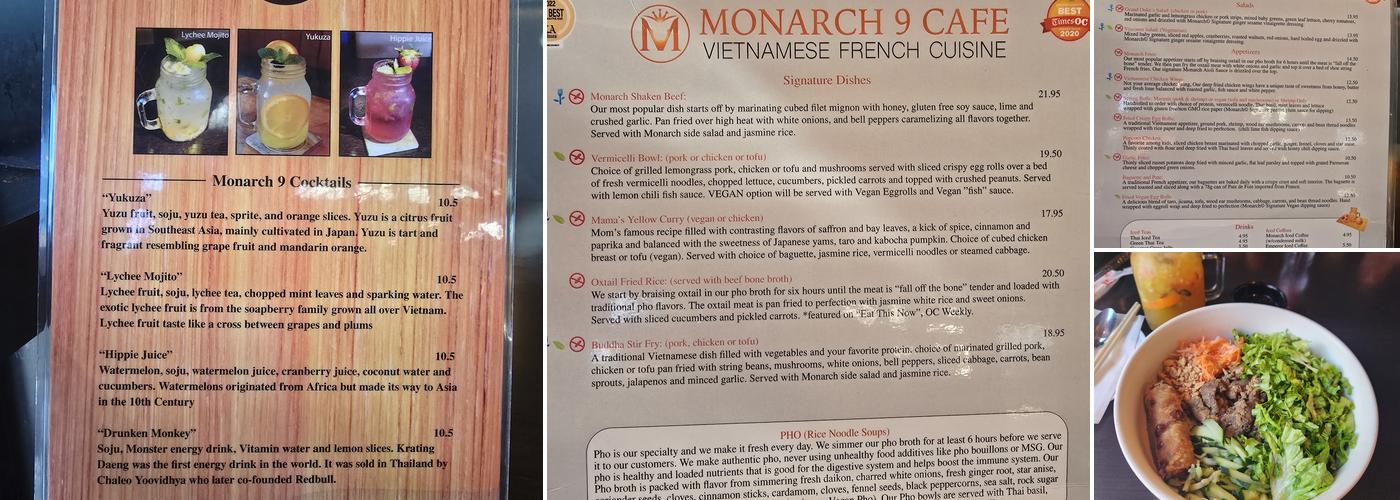 Monarch 9 Menu
