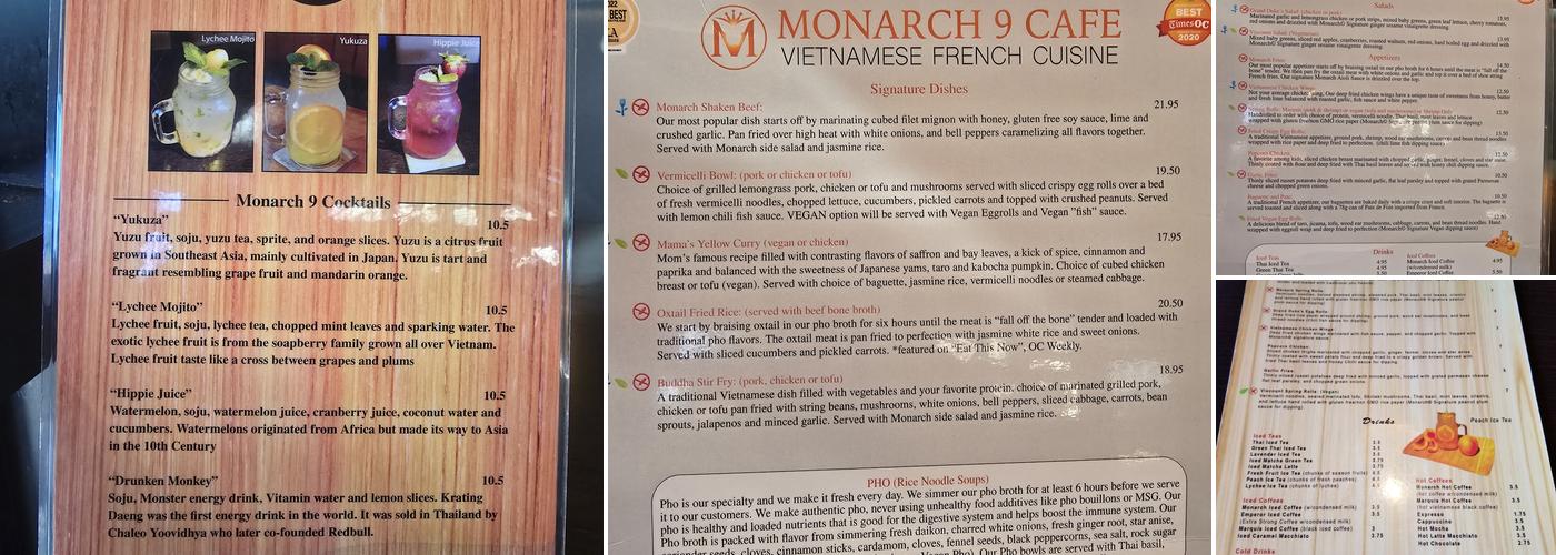 Monarch 9 Menu